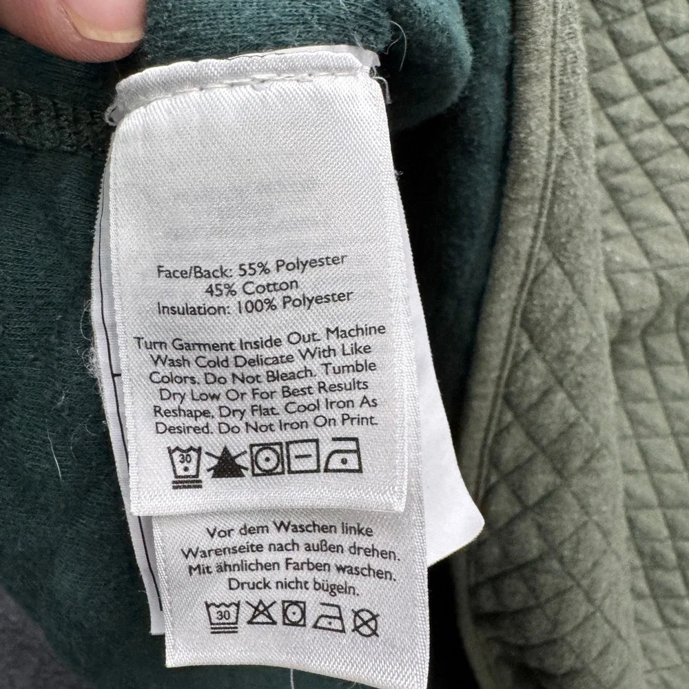 Eddie Bauer Quilted Quarter Zip Pullover Mens TXL Green Long Sleeve Outdoor‎